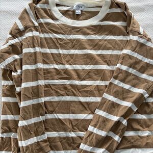J.Crew Cream and Brown Shirt